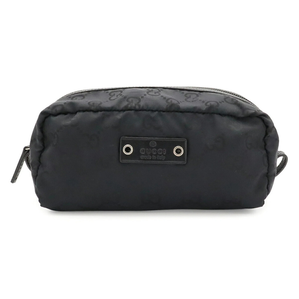 GUCCI GG Nylon Handbag Pouch Multi-Pouch Leather Black 224090